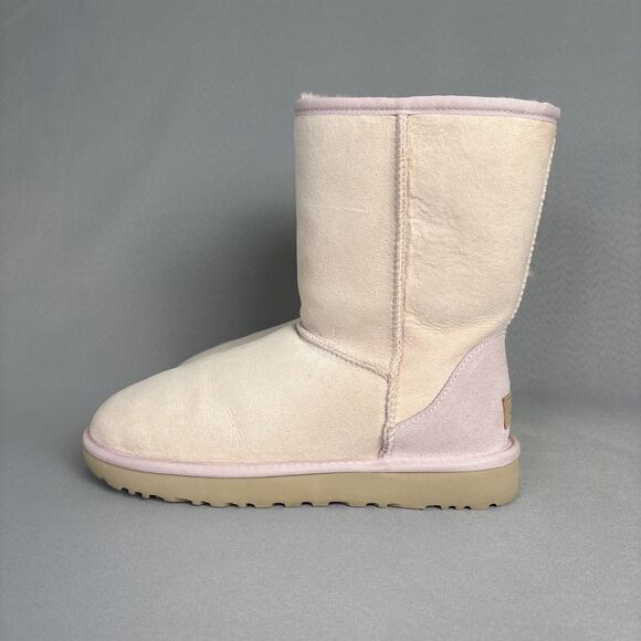 New Womens UGG Boots Sz 9 Classic Short Pink Shell Seashell Suede Wool Sold Out - Picture 7 of 16